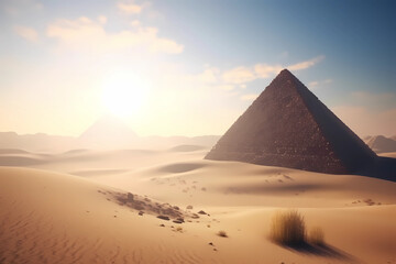 Fototapeta na wymiar A pyramid in the desert, Generative AI