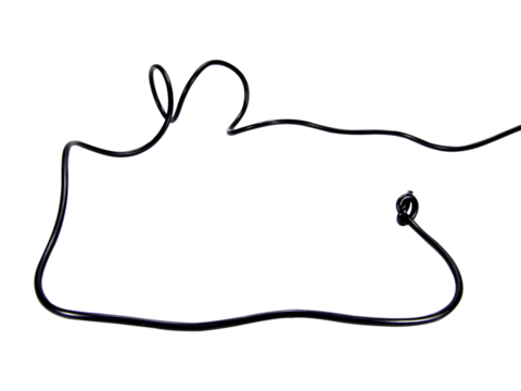 black wire cable of usb and adapter isolated on white background.Electronic Connector.Selection focus.