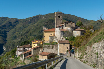 Fototapeta na wymiar Panorama of Ceserana opf city Fosciandora region Lucca, Italy