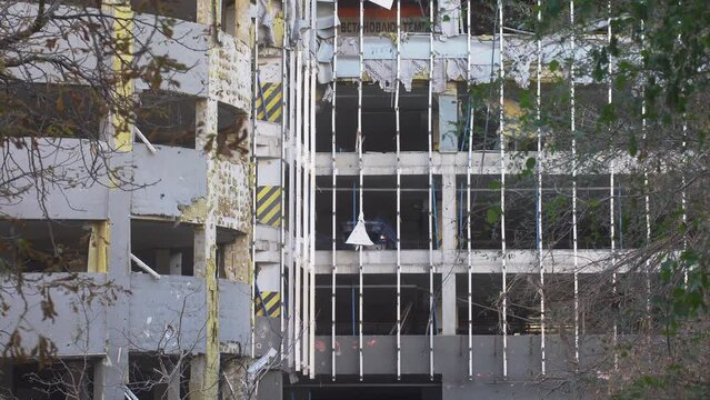  Consequences of russian drone attack. Kyiv. Ukraine - October 11, 2022