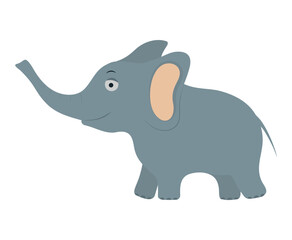 Cute little vector elephant illustration isolated on white background. Funny jungle animal