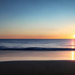 Fototapeta na wymiar sunset on the beach - Beach landscape - Calm beach background for design - Sunset landscape for design - Generative AI