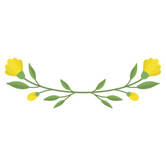 A delicate sprig of yellow flowers. Vector illustration of vintage cute yellow flowers. Delicate flower for decoration. Isolated.