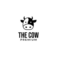 Vector head of a cow in a circle logo design concept for stock raising, meat dairy farm and food