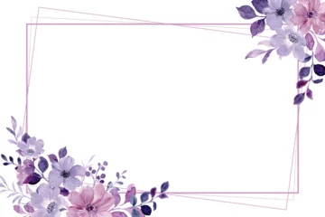 Watercolor purple flower frame © Asrulaqroni