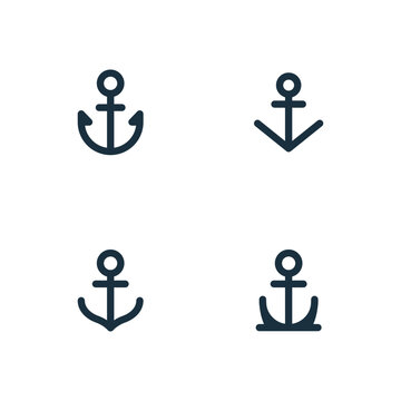 Set of anchor icons on white background