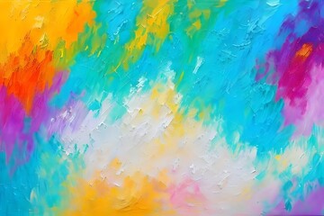 Fragment of pastel multicolored texture painting. Abstract art background. oil on canvas. Rough brushstrokes of paint. Closeup of a painting by oil and palette knife. Highly-textured, generative ai