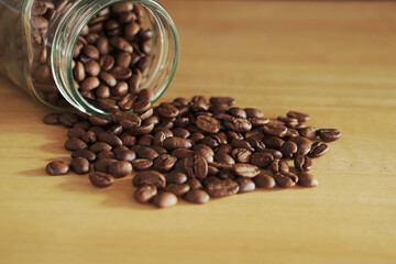 coffee beans in a glass jar