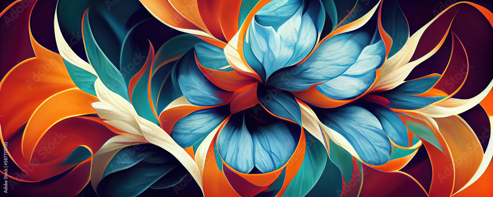 Wall mural abstract floral colorful wallpaper background illustration (generative ai) - Wall murals