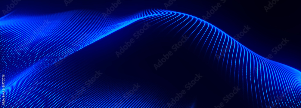 Wall mural digital technology background. dynamic wave of glowing points. futuristic background for presentatio