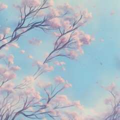 Cherry blossoms, cherry branches against a blue sky, spring background