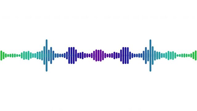 4k abstract music sound wave or audio wavefrom isolated on white background.Line digital minimalist voice and soundtrack wave equalizer.Shape line volume or speech symbol animated background.