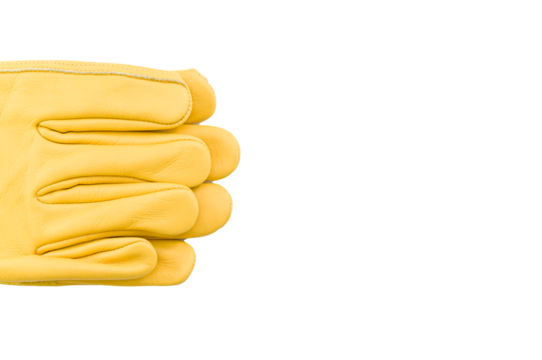 immagine con paio di guanti da lavoro in pelle gialla su sfondo trasparente
