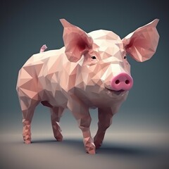 pig in low poly art style