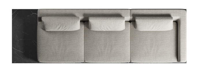 Top view of sofa with cushions