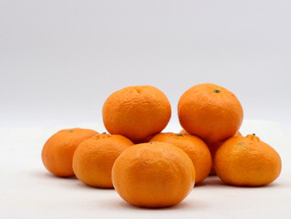 tangerines close-up on a white background