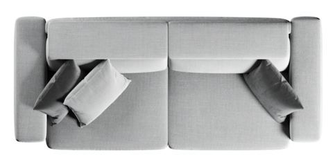 Top view of sofa with cushions