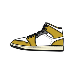 Sneakers Design with Side angle. Sport shoes . Draft. Flat design. Vector illustration. Sneakers in a flat style. Side view sneakers. Fashion sneakers.
