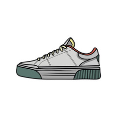 Sneakers Design with Side angle. Sport shoes . Draft. Flat design. Vector illustration. Sneakers in a flat style. Side view sneakers. Fashion sneakers.