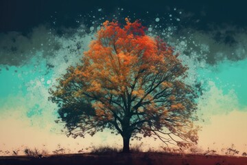 Fototapeta na wymiar vibrant autumn tree with orange and yellow leaves. Generative AI