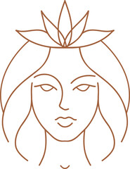 linear transparent template logo symbols with female silhouette on nude background