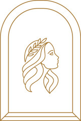 linear transparent template logo symbols with female silhouette on nude background