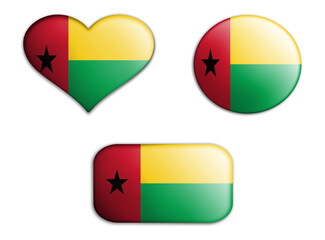 colorful national art flag of guinea bissau figures bottoms on a white background . concept collage. 3d illustration