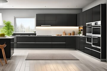 Fototapeta na wymiar Beautiful Kitchen Interior and Stylish Furniture