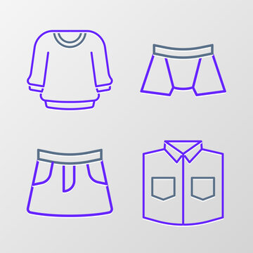 Set line Shirt, Skirt, Men underpants and Sweater icon. Vector