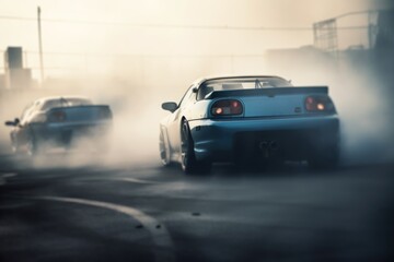 Fototapeta na wymiar Drifting Cars and Smoke