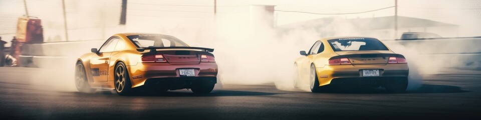 Fototapeta na wymiar Drifting Cars and Smoke