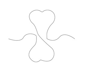 Continuous one line drawing of bone. simple human bone line art vector illustration. Bone toy for dog. Editable stroke.