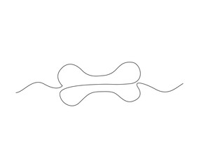 Continuous one line drawing of bone. simple human bone line art vector illustration. Bone toy for dog. Editable stroke.