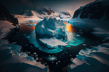 Majestic white landscape of Antarctica. Generative AI