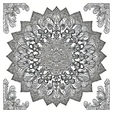 abstract background of a mandala black and white