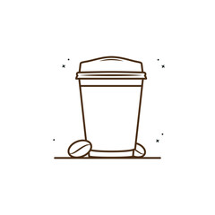 Hot Coffee with seeds Vector Illustration. Happy Breakfast. Coffee Shop. Coffee Mascot Logo. Flat Cartoon Style Suitable for Web Landing Page, Banner, Flyer, Sticker, Wallpaper, Cards, Background