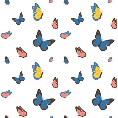 Seamless butterflies pattern. Colorful Butterfly print. Trendy animal and insects motif wallpaper. Fashionable background for fabric, textile,cover and web etc.