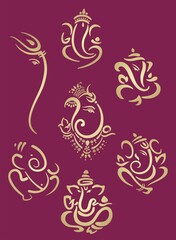 Ganesha, Aum, Hindu wedding card, Diwali, India	