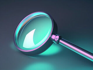 3d render. Search icon, a magnifying glass