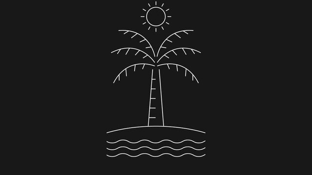 tropical palm tree logo animation illustration design, palm tree line art animation design