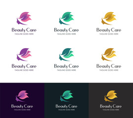 Fototapeta na wymiar Organic Beauty Care set logo design multi color