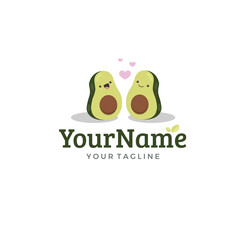 Friendly cute avocado logo design for food business.