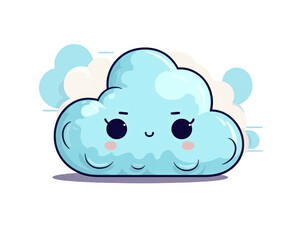 Cute cloud cartoon on white background. Vector illustration of cute cloud.