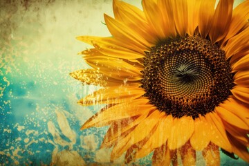 beautiful sunflower against a bright blue sky. Generative AI