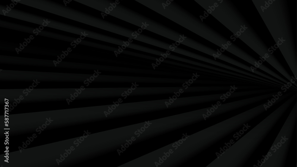 Poster Abstract black background with 3d lines pattern,  architecture minimal dark gray striped design