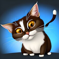 Generative AI cute cat illustration image