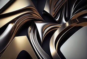 Abstract liquid shiny metal background. Generated ai.