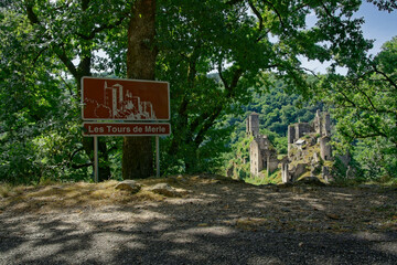 Les Tours de Merle (English : Towers of Merle). Beautiful ancient medieval fortress in Corrèze, ...