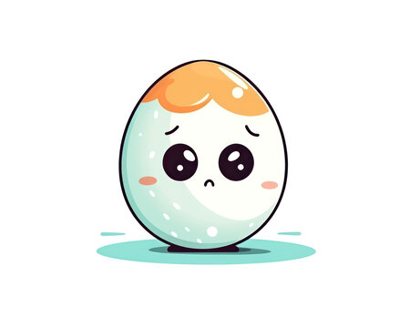 Cute cartoon egg character. Vector illustration isolated on white background.