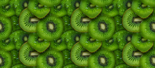 Fresh kiwi background. Close up kiwi texture. Realistic kiwi seamless pattern. Ecological vegetarian food background. digital ai art